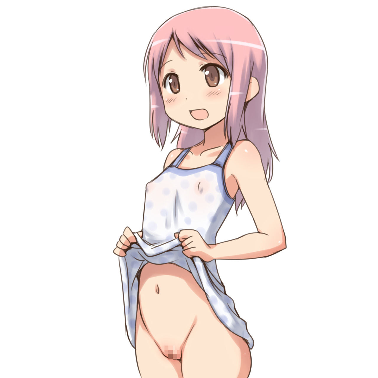 ノーパンたくし上げておまんこワレメ見せてパンツ穿いてないアッピルする女の子は100％痴女ですので・・・たくし上げおまんこ痴女二次エロ画像