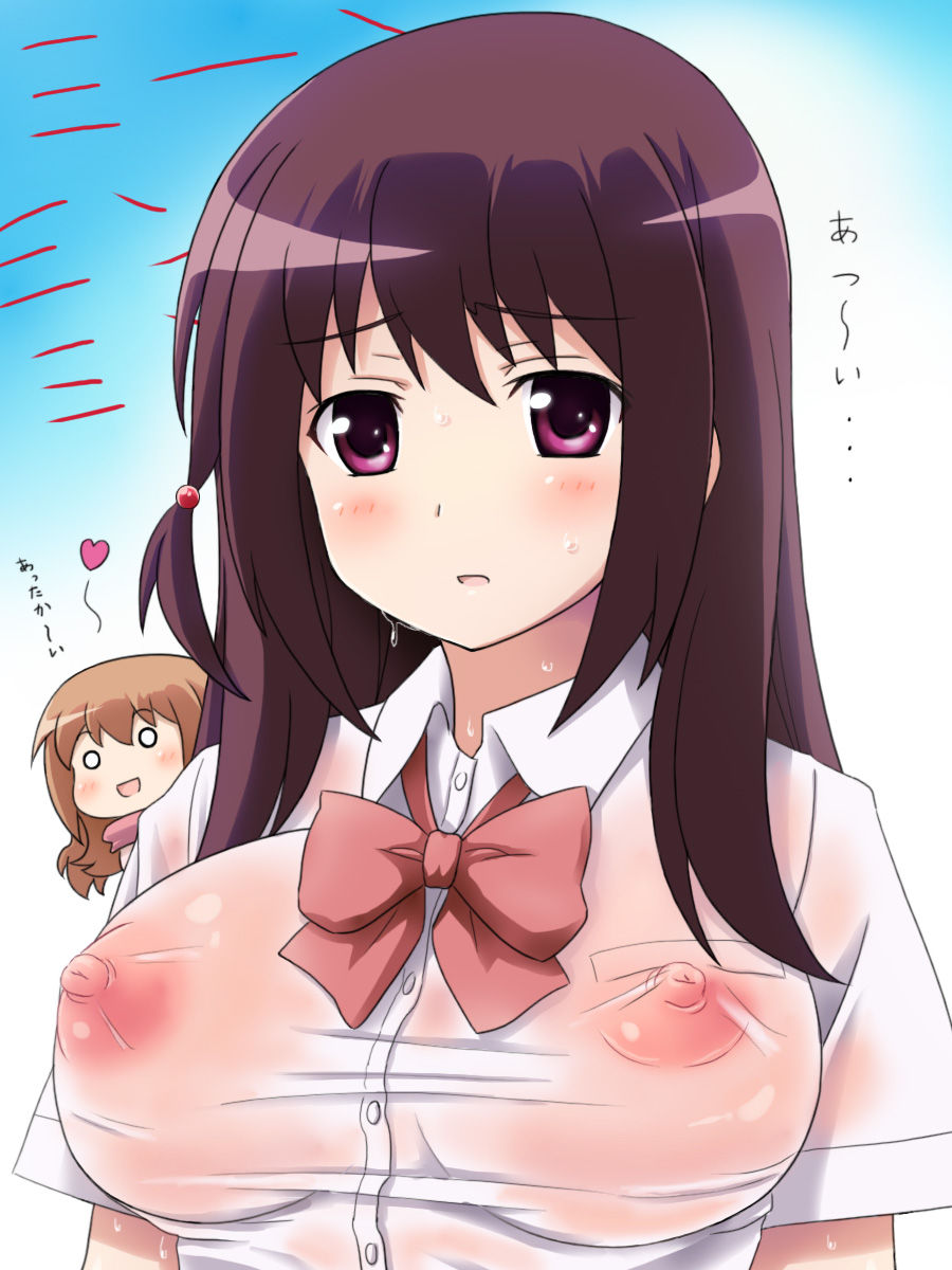 学生服が透けてていやらしい透け透けなる瞬間おっぱい乳首ブラジャーガン見して目に焼き付ける作業・・・制服透け透け二次エロ画像